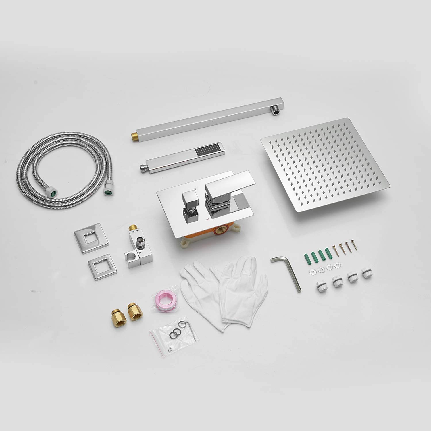 10 Inch Luxury Rain Mixer Shower Combo Set - Wall Mounted Rainfall Shower Head System with Polished Chrome Finish - Includes Rough-in Valve Body and Trim - Perfect for Modern Bathroom Renovations and Spa-Like Shower Experiences