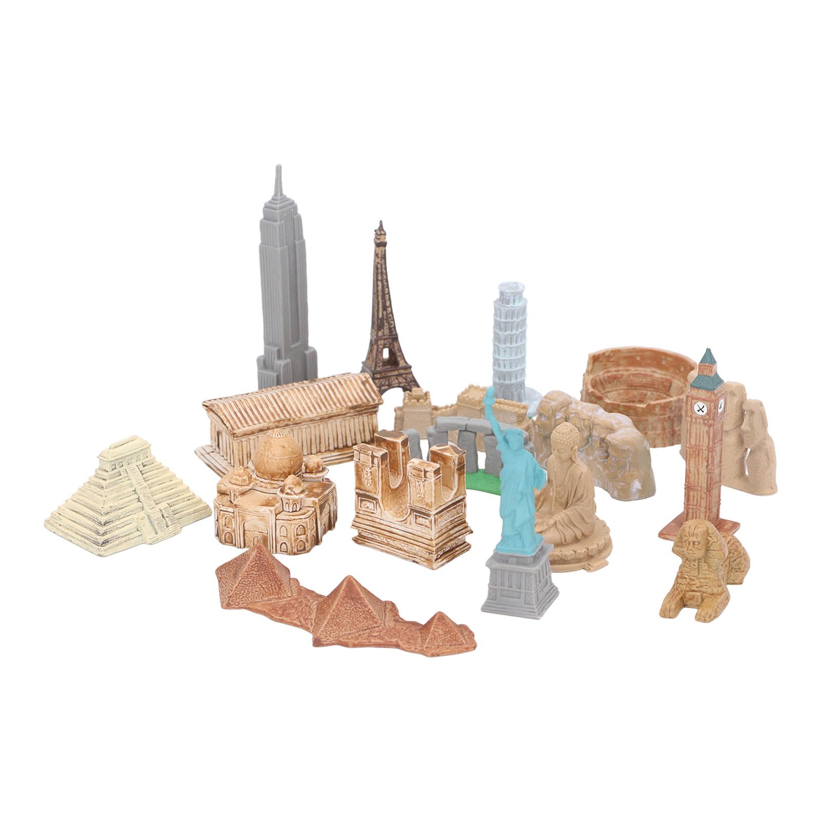 17PCS Miniature Ancient Buildings Model Kit - Worldwide Landmarks Collection with Egyptian Pyramid - Educational Toys for Kids & Adults - Perfect for Home Decor, School Projects & Collectibles