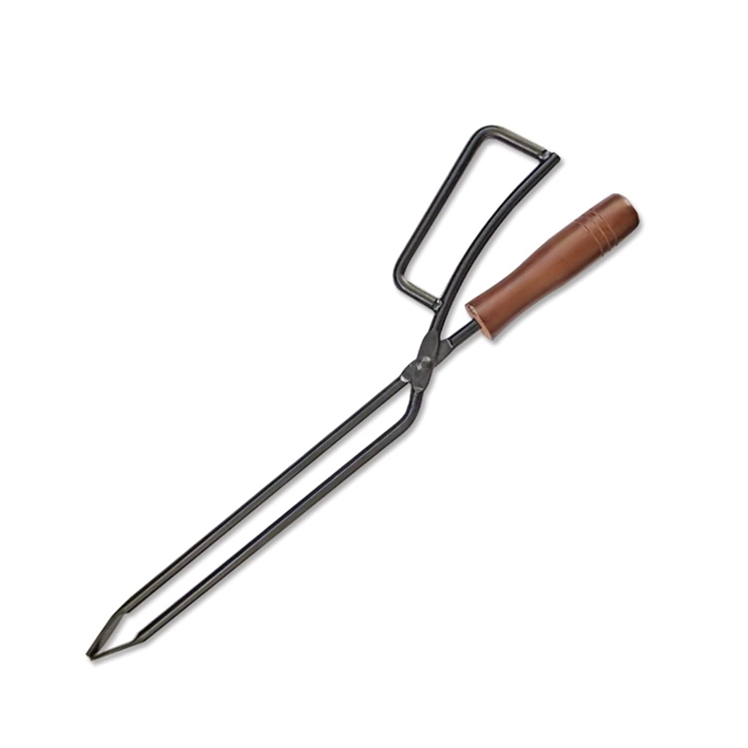 Qiuqiu BBQ Charcoal Tongs - Heavy Duty Iron Fireplace & Grill Tongs with Anti-Slip Heat-Resistant Handle - Perfect for Camping, Backyard Grilling & Fire Pit Accessories