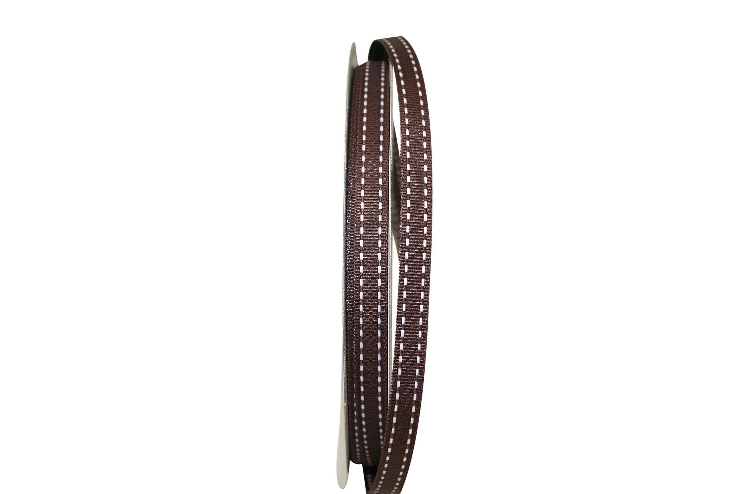 Reliant 3/8 Inch Grosgrain Ribbon - 50 Yards Brown Saddle Stitch Craft Ribbon for Gift Wrapping, DIY Projects & Hair Bows