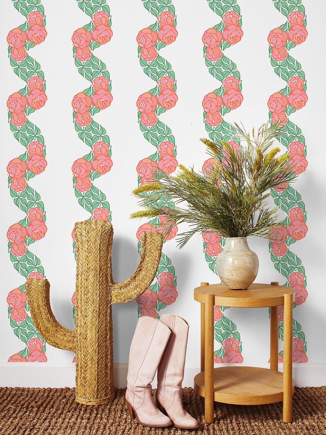 Barbie™ Groovy Floral Stripe Wallpaper - Watermelon Pattern Peel and Stick Removable Wallpaper for Girls Room, Nursery, Bedroom Decor
