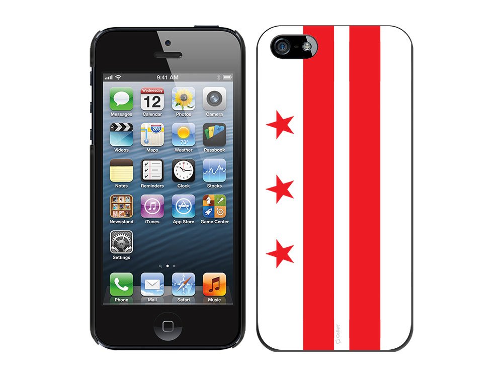 Cellet Proguard iPhone 5 Case with District of Columbia Flag Design - Durable Black Protective Cover for Everyday Use & Travel