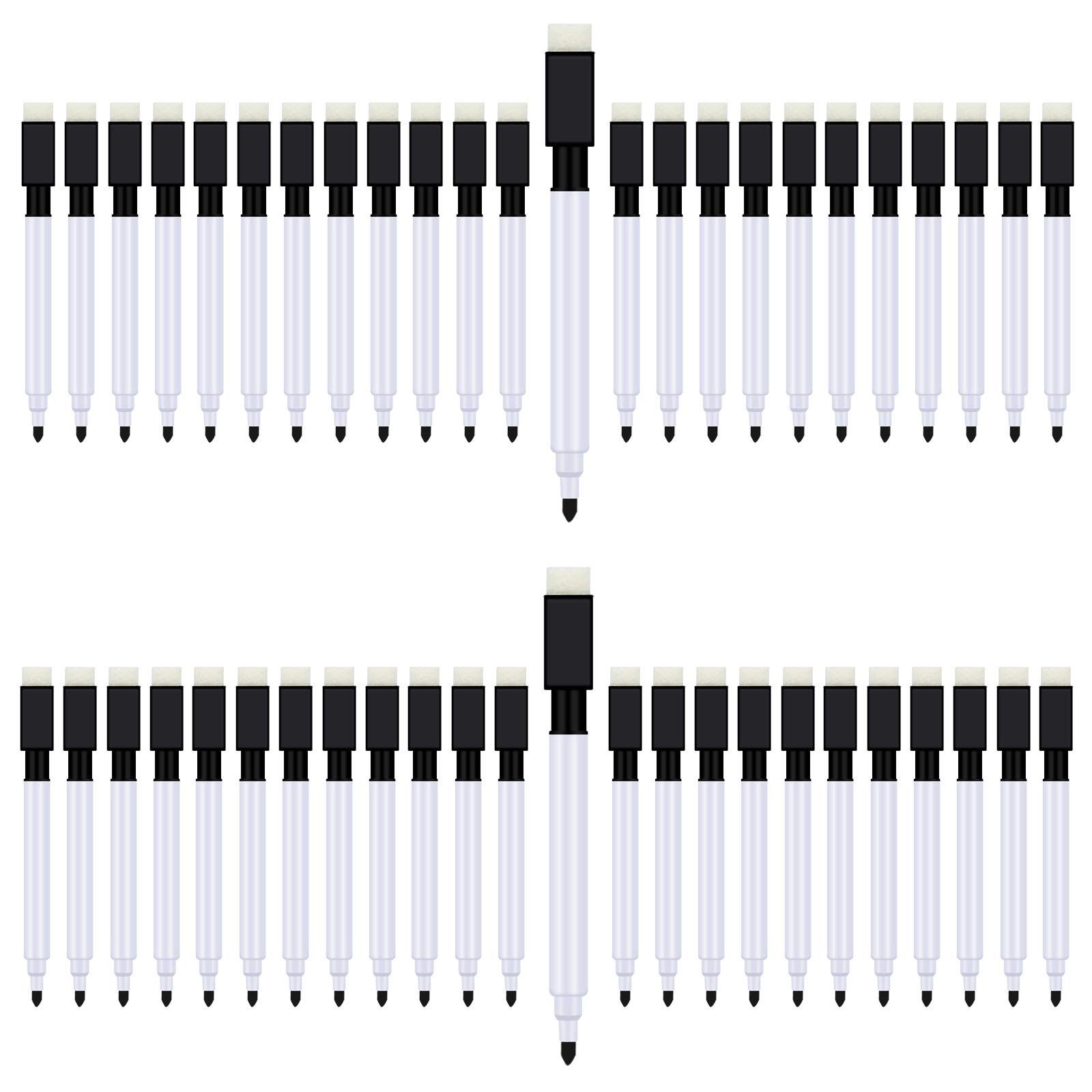 Abaokai 48 Pack Magnetic Dry Erase Markers with Eraser Caps - Black Whiteboard Markers for Classroom, Office, Home & Refrigerator - Perfect for Teachers, Students & Professionals