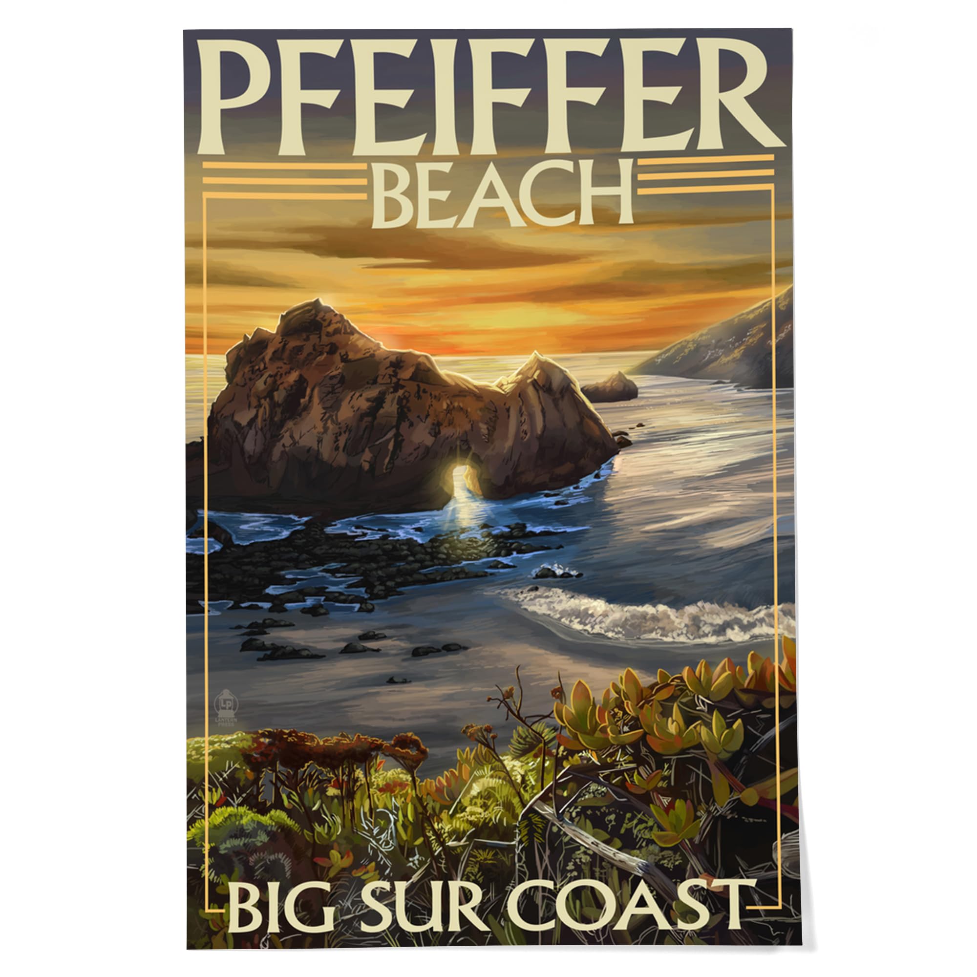 Lantern Press 24x36 Inch Giclee Art Print - Pfeiffer Beach California Wall Decor - Premium Canvas Painting for Living Room, Bedroom & Office