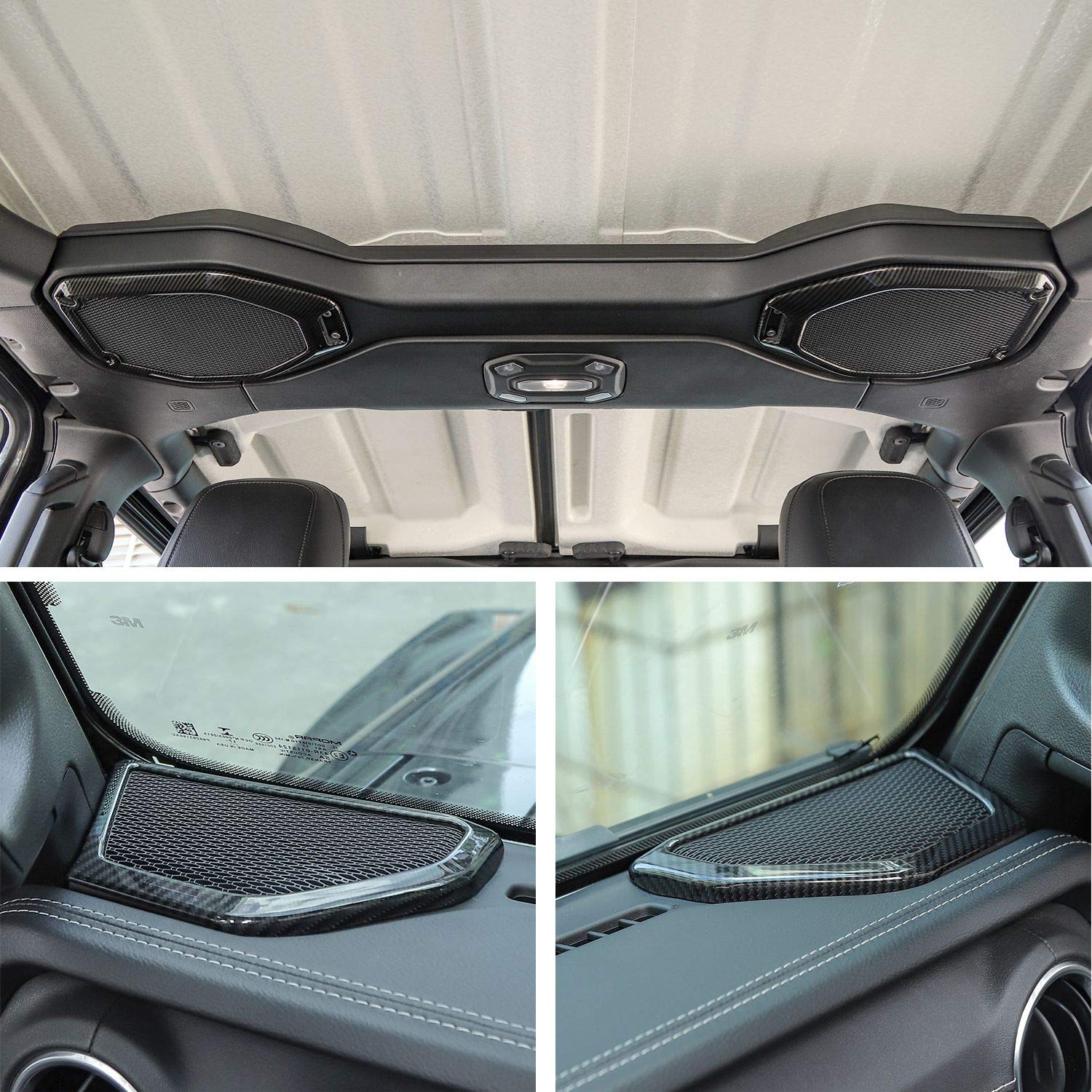 Premium ABS Carbon Fiber Speaker Audio Trim & A-Pillar Trim Kit (4pcs) – Compatible with 2018-2023 Jeep Wrangler JL/JLU & Gladiator JT – Interior Upgrade for Enhanced Sound & Style | Perfect for Off-Road Adventures & Custom Car Audio Setups