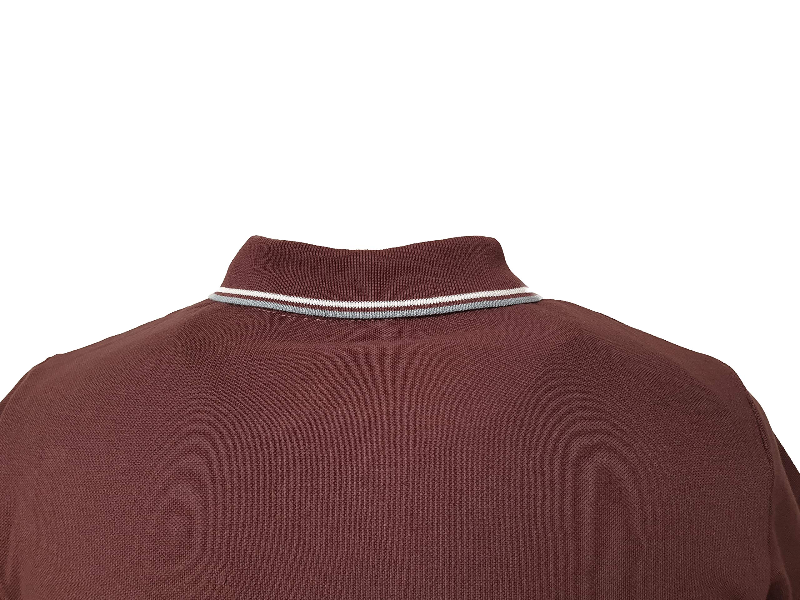 Warrior Clothing England Men's Slim-Fit Pique Twin-Tipped Polo Shirt - Burgundy Oxblood Skin Mod Punk Style | Casual Wear, Office Attire & Street Fashion