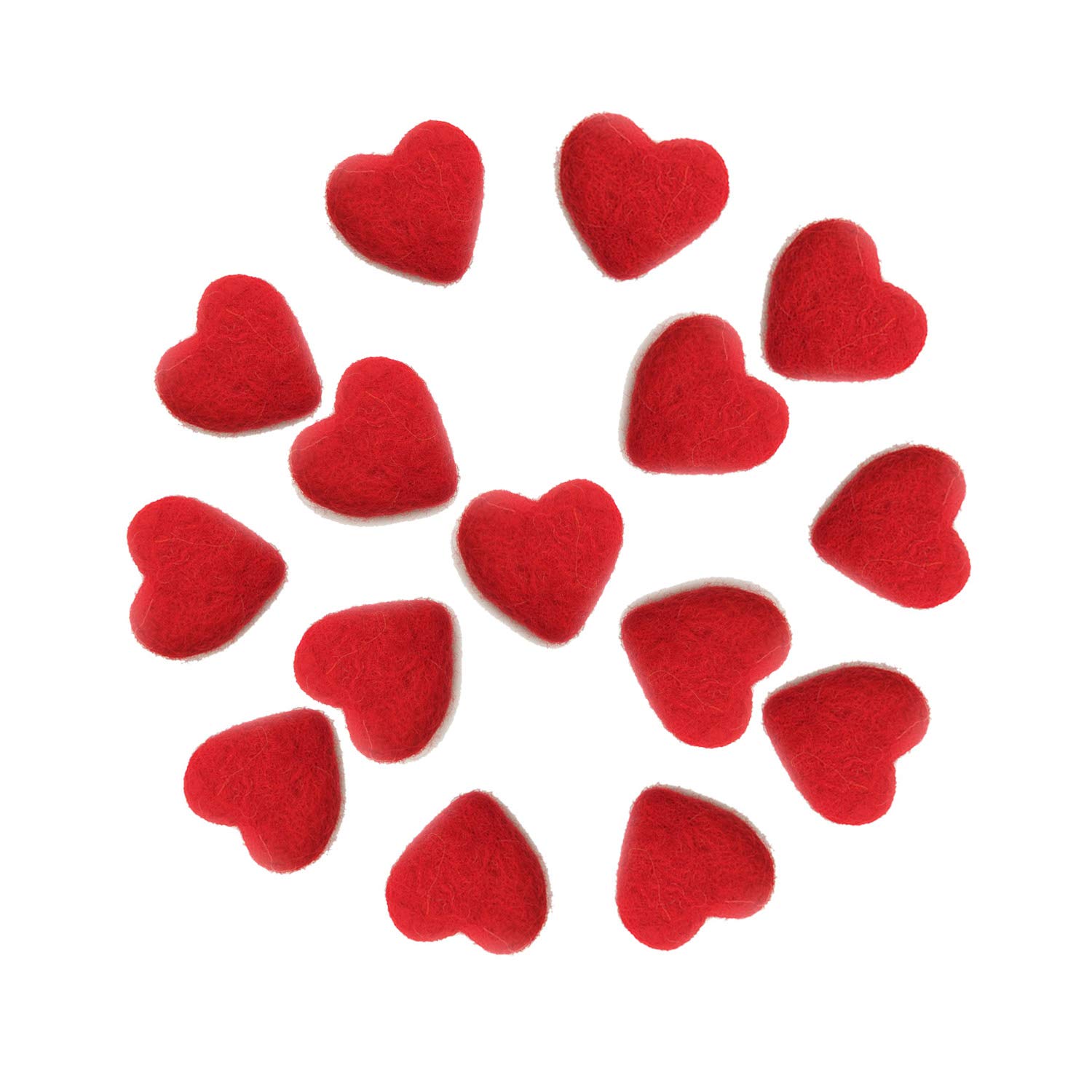 40mm Heart Shaped Felt Wool Pom Poms - 15pcs Red DIY Craft Beads for Dream Catchers, Baby Mobiles, Nursery Decor & Party Props | Handmade Home Decoration & Scrapbooking Supplies
