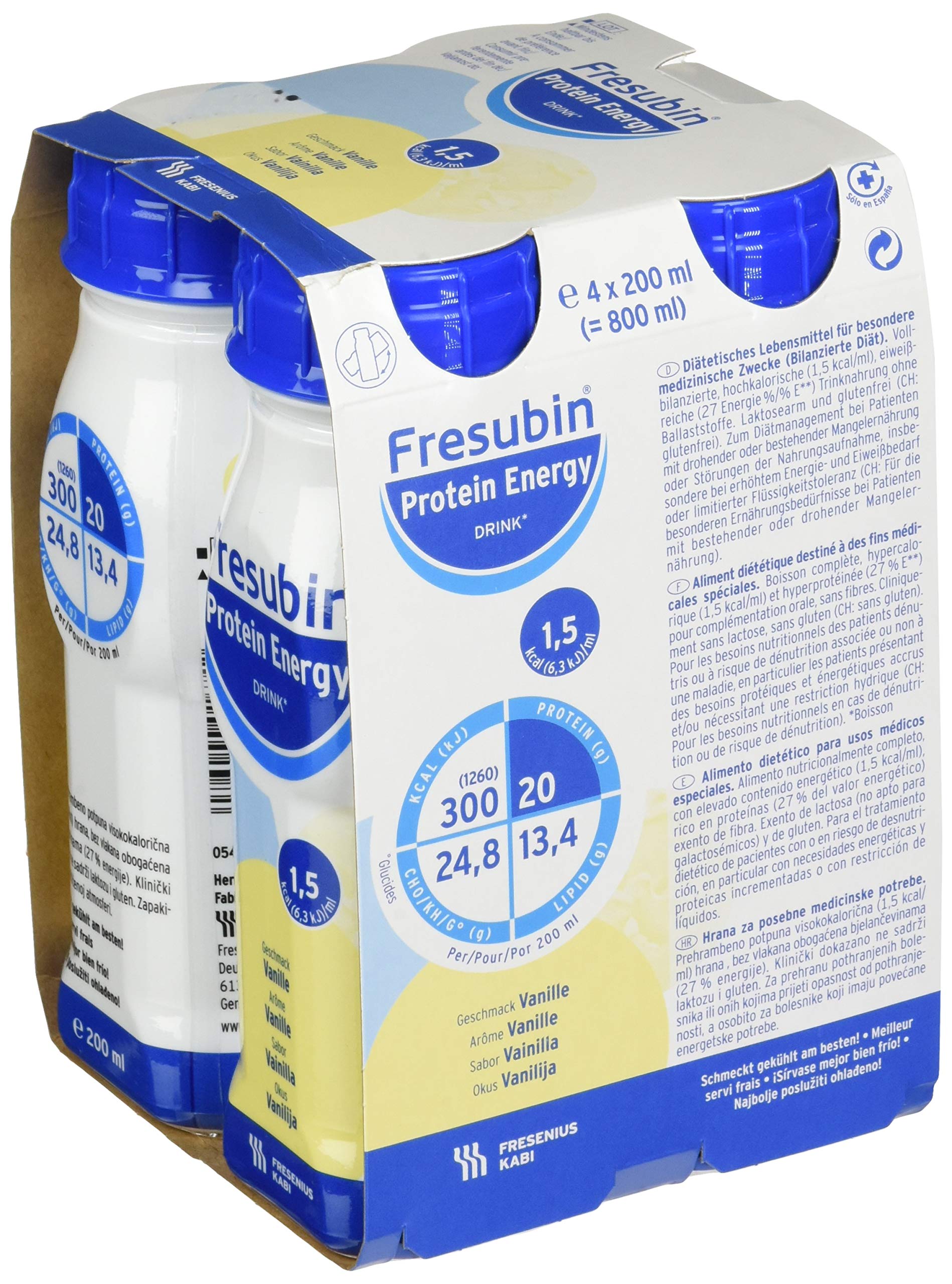 Fresubin Energy Protein Vanilla 200ml (24 Units) - High Protein Nutritional Drink for Adults, Seniors & Weight Management - Perfect for Meal Replacement, Post-Surgery Recovery & Boosting Energy