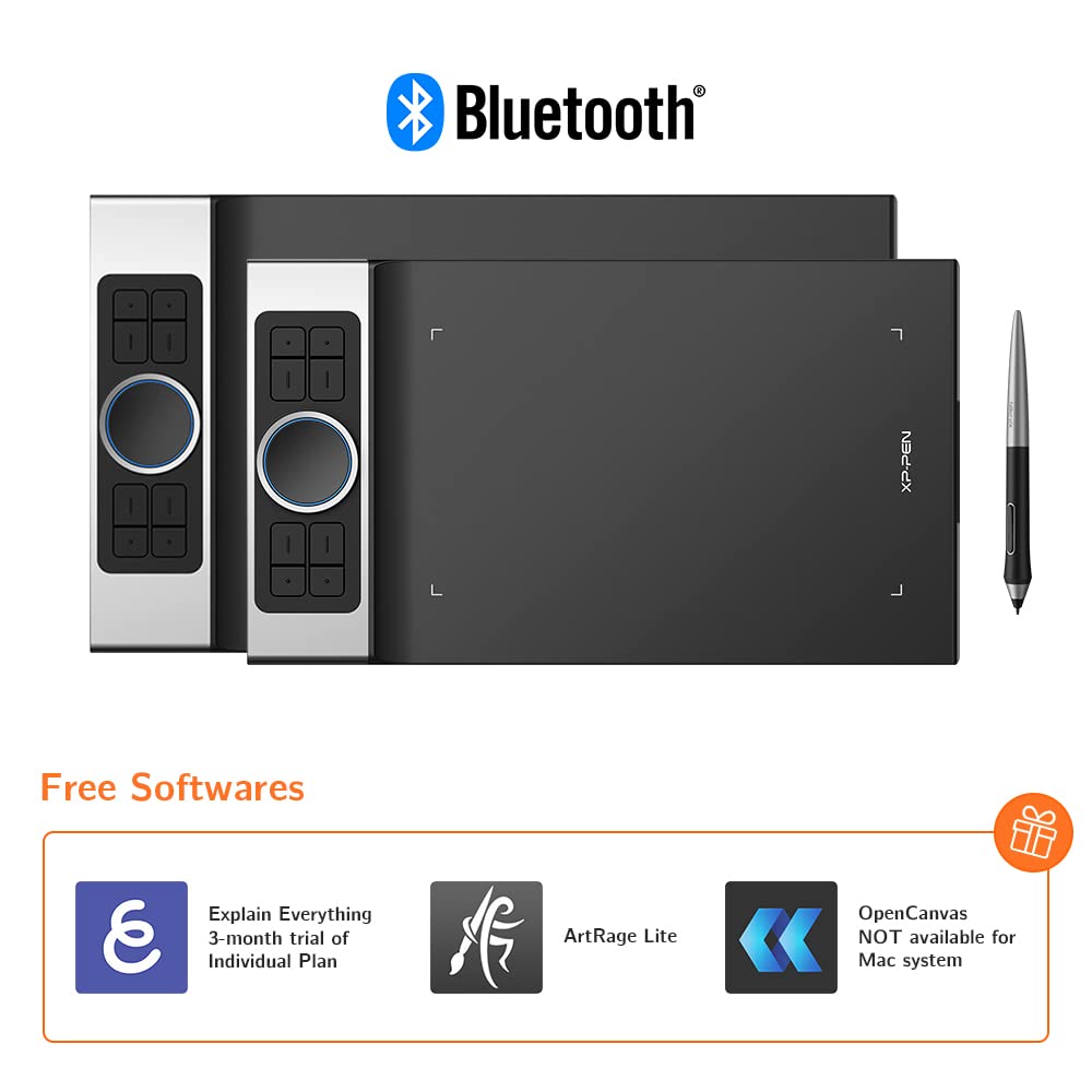 XP-PEN Deco Pro SW Bluetooth 5.0 Wireless Drawing Tablet with Battery-Free Stylus - 8 Express Keys for Digital Art, Photo Editing & Design - Compatible with Android Devices - Perfect for Artists, Designers & Content Creators