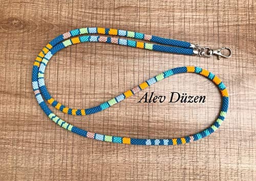 Beaded Lanyard with ID Holder for Women - Stylish Teacher Nurse Badge Holder, African Beaded Design - Perfect for Work, Conferences, and Events