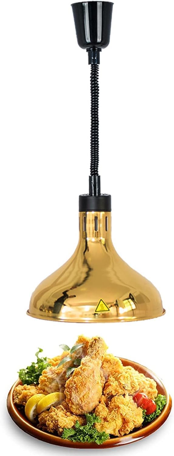 Commercial Food Heat Lamp - Adjustable Hanging Buffet Warmer for Restaurants, Catering & Events - Gold Finish Food Preservation Chandelier - Perfect for Buffets, BBQ Parties & Food Display Stations