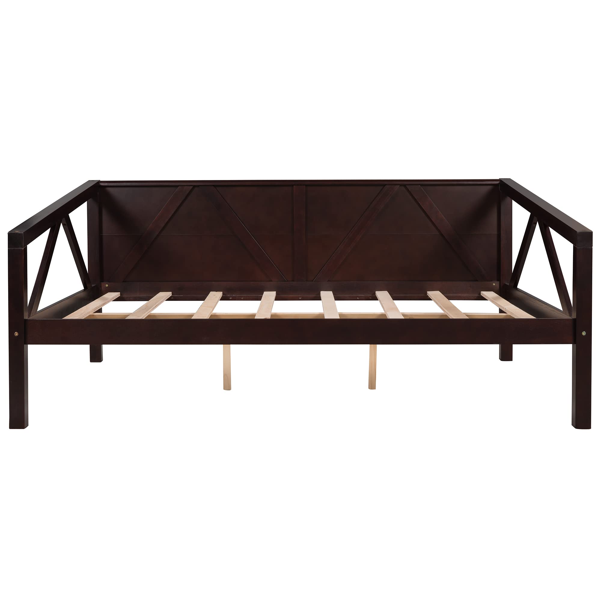 SOFTSEA Full Size Daybed Frame with Wood Slat Support - Sturdy Wooden Sofa Bed with Storage Space for Living Room, Bedroom & Guest Room | Perfect for Small Spaces, Sleepovers & Extra Seating