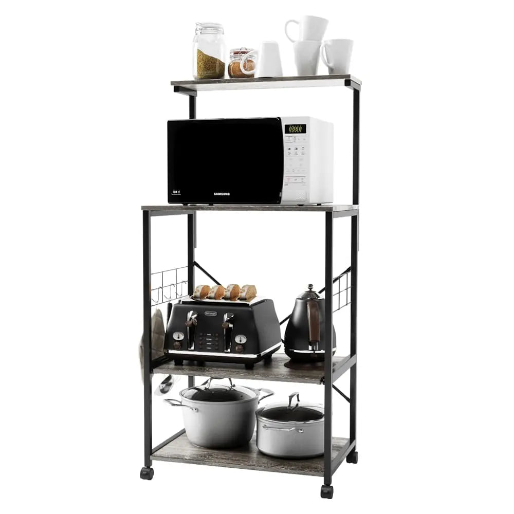 Bestier 4-Tier Rolling Baker's Rack with Wheels - Heavy Duty Metal Kitchen Storage Shelf for Baking, Cooking & Organizing Spices, Utensils, Cookbooks | Perfect for Small Kitchens, Pantries & Restaurants