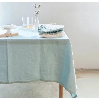 Premium Soft Mint Linen Tablecloth - 100% Natural Fabric for Dining Room, Kitchen & Outdoor Picnic - Elegant Washable Table Cover for Parties & Home Decor