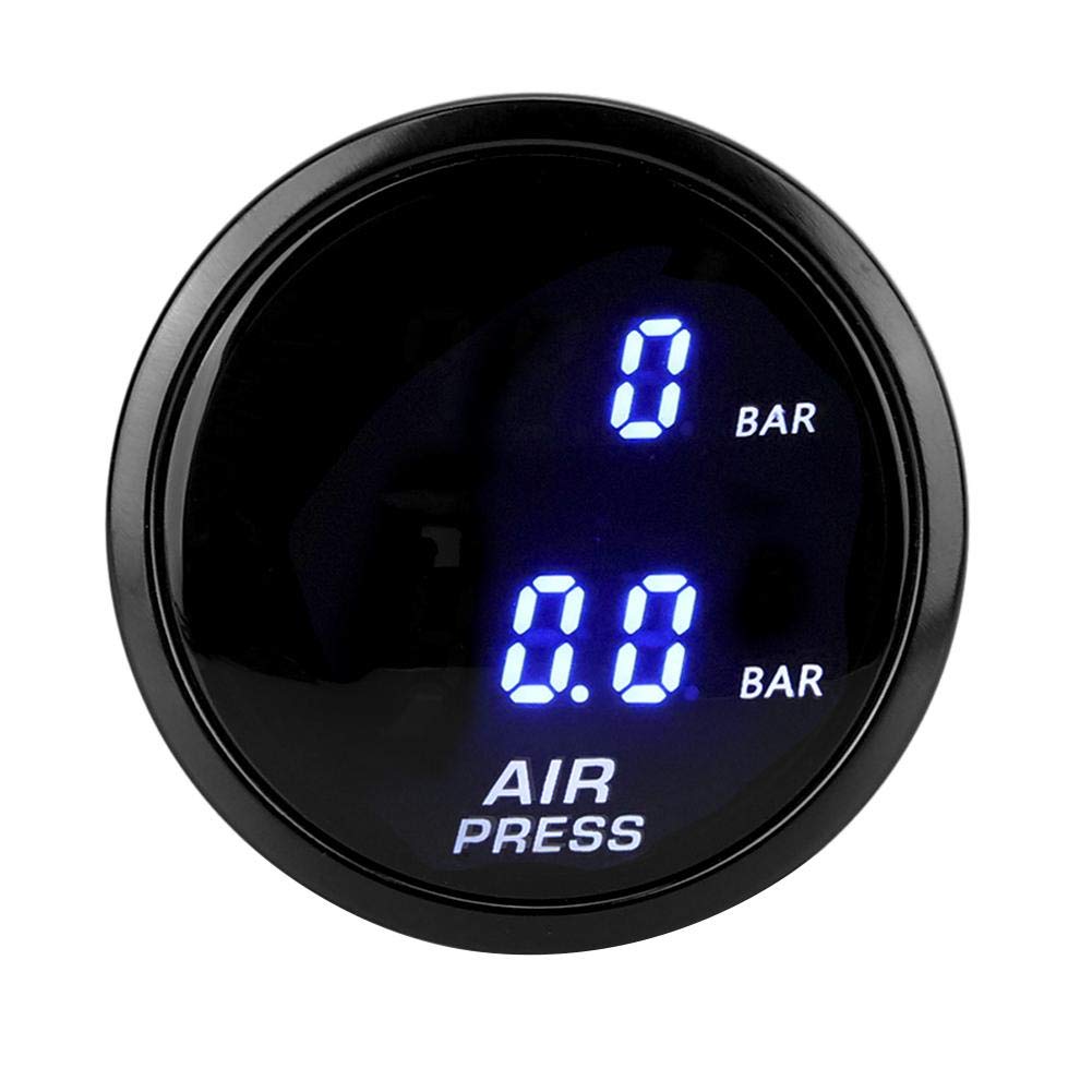 12V 2-in-1 Blue LED Digital Air Pressure Gauge - Car & Motorcycle Tire Pressure Monitor with Temperature Sensor - Perfect for Racing, Off-Road & Vehicle Modification