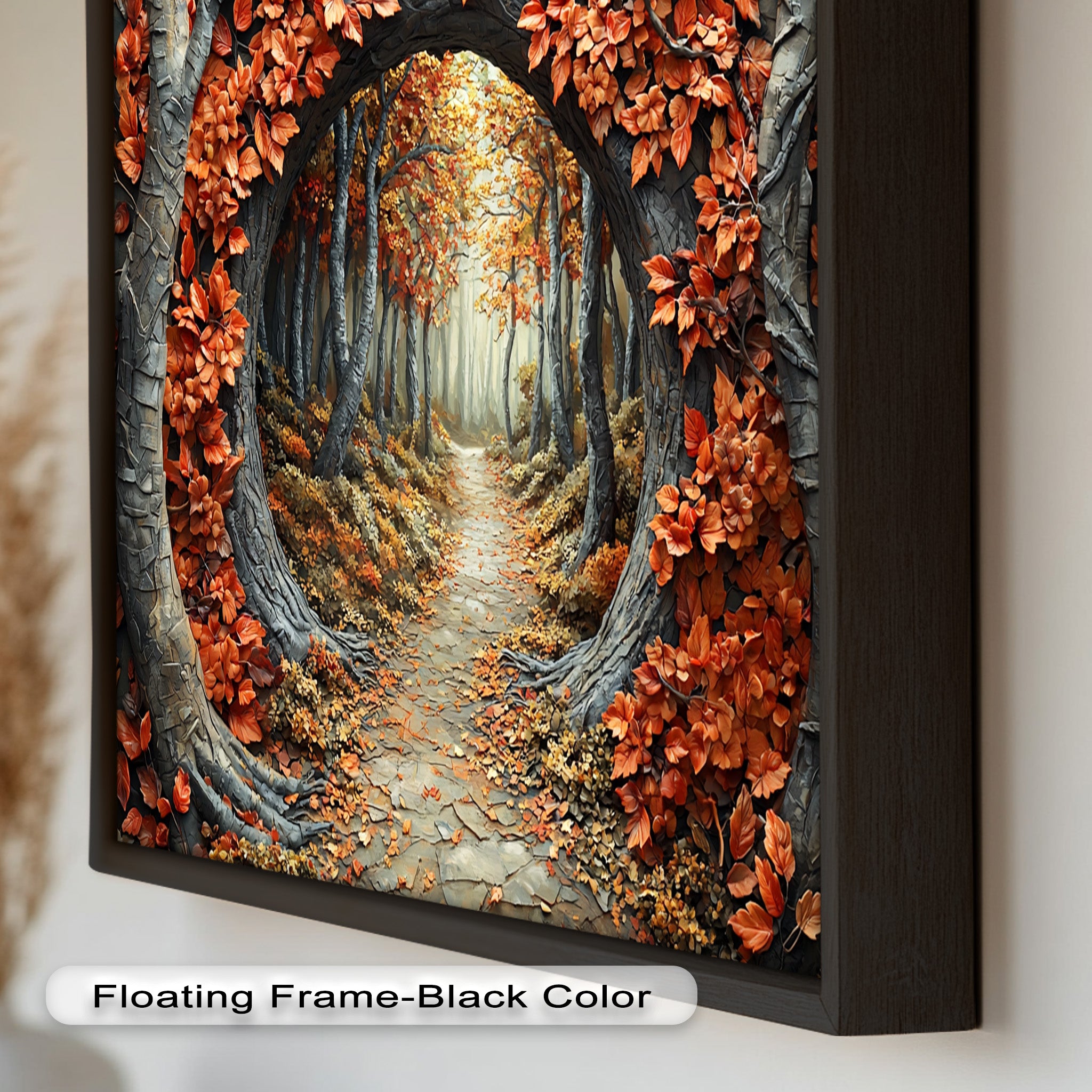 Autumn Path - Enchanted Forest Oil Painting Wall Art for Living Room, Bedroom Decor - Nature Landscape Canvas Print for Home & Office