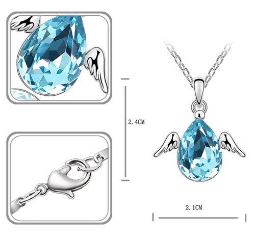 Angel Wings Egg Crystal Charm Pendant Necklace - Elegant Silver Jewelry for Women, Gift for Girlfriend, Birthday, Christmas | Perfect for Parties, Weddings, Date Nights