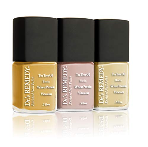 Organic Non-Toxic Nail Polish Set - Dr.'s Remedy 3-Piece Treatment with Tactful Turmeric, Polished Pale Peach & Sweet Solei | Vegan, Chemical-Free Nail Care for Healthy Nails at Home, Salon & Special Occasions