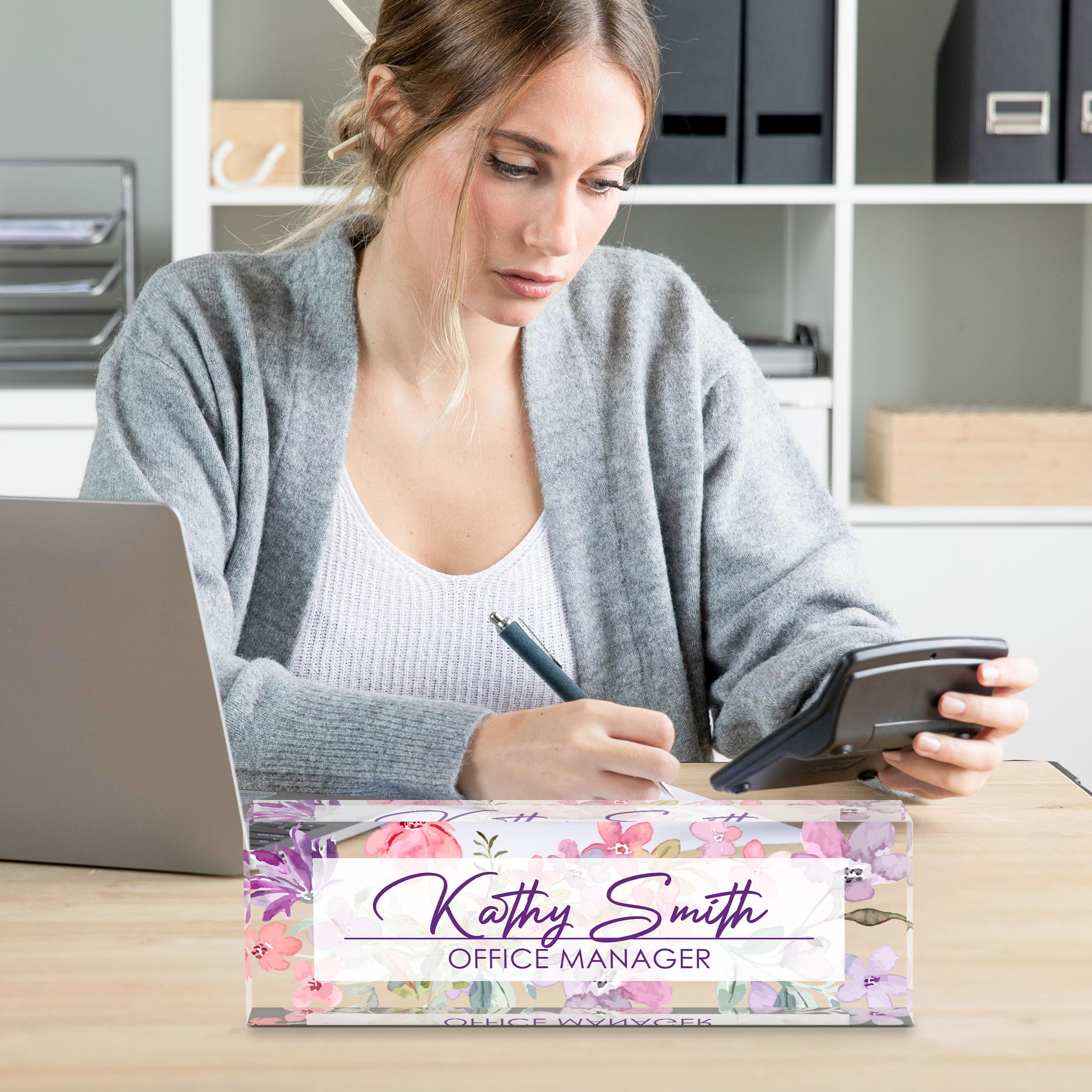 Custom Acrylic Desk Name Plate - Personalized Office Name Sign for Boss, Teacher, Coworkers & Employees - Perfect Office Desk Accessory & Professional Gift for Work, Retirement & Appreciation