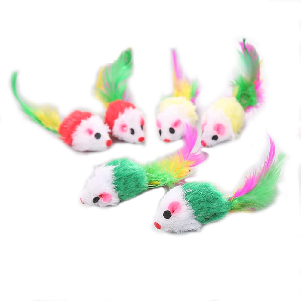 Smoro 20Pcs Cat Feather Mouse Toys - Interactive Kitten Toys with Feathers for Playful Cats - Fun Mini Mouse Catnip Toys for Indoor & Outdoor Playtime