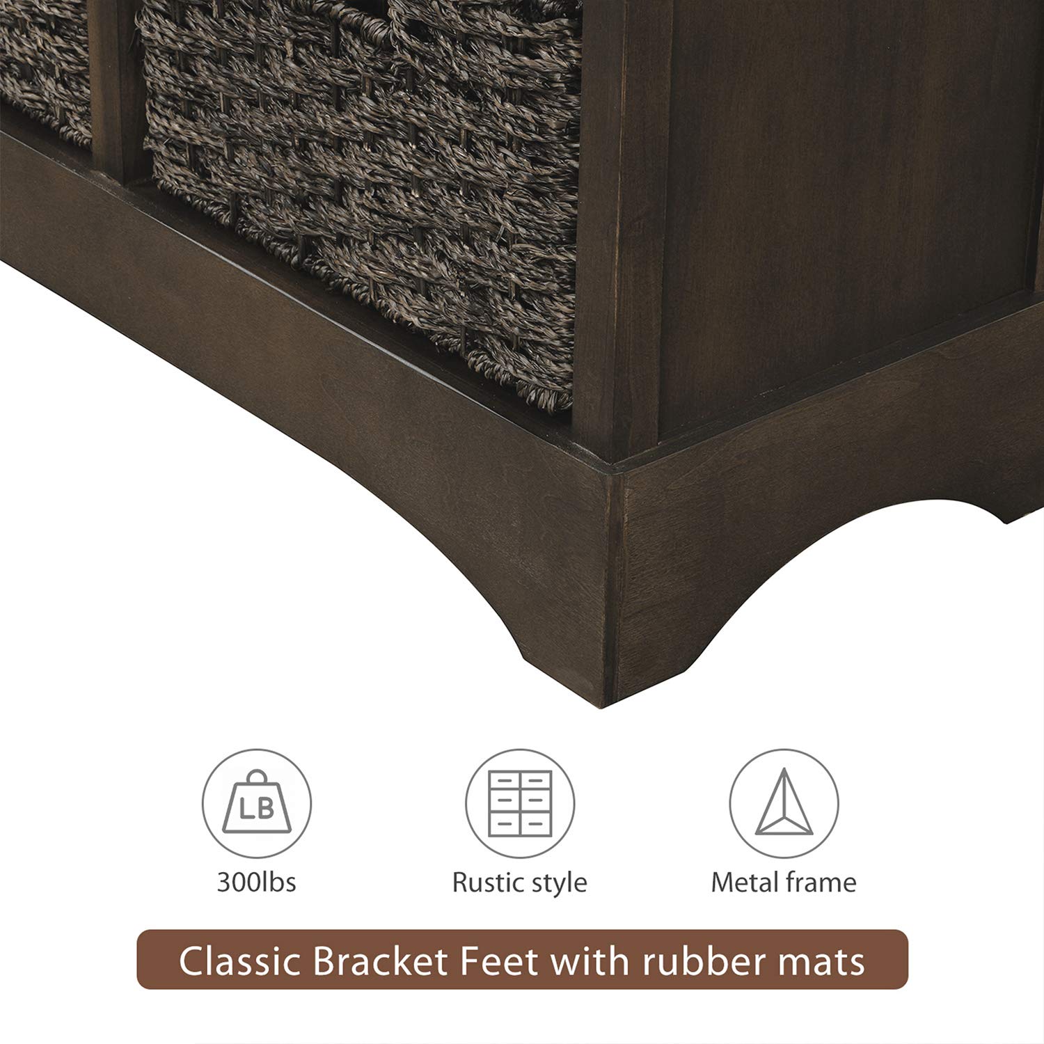 Knocbel Farmhouse Wicker Storage Cabinet with 2 Drawers & Aluminum Handles - Rustic Chest of Drawers Console Table for Entryway, Hallway, Dining & Living Room (Brown Gray) | Perfect for Organizing Blankets, Magazines & Home Decor