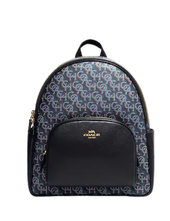 Coach Monogram Print Court Backpack - Stylish & Durable Leather Backpack for Women - Perfect for Work, Travel & Everyday Use