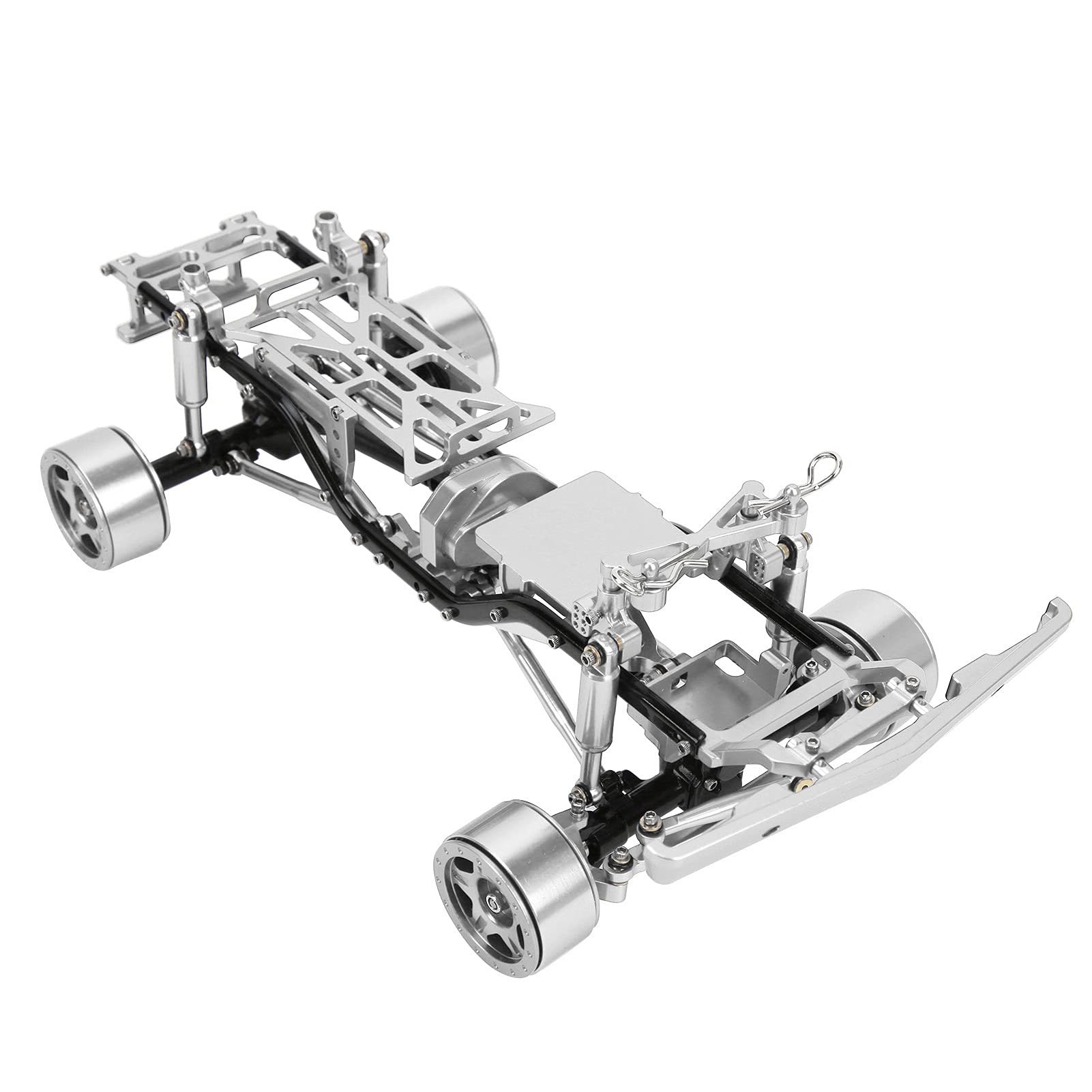 FastUU 1/24 Scale Aluminum Alloy RC Car Chassis Frame Kit - CNC Machined Durable Upgrade Part for RC Vehicle Modification (Silver) | Perfect for Off-Road Racing, Crawler Upgrades & DIY RC Car Projects
