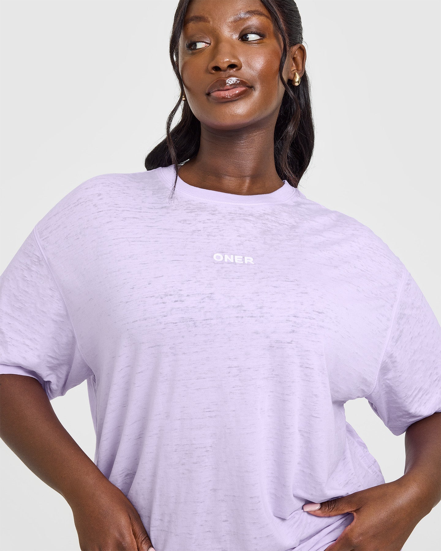 Lavender Purple Washed Burnout T-Shirt for Women - Soft Vintage Style Tee for Casual Wear & Summer Outfits