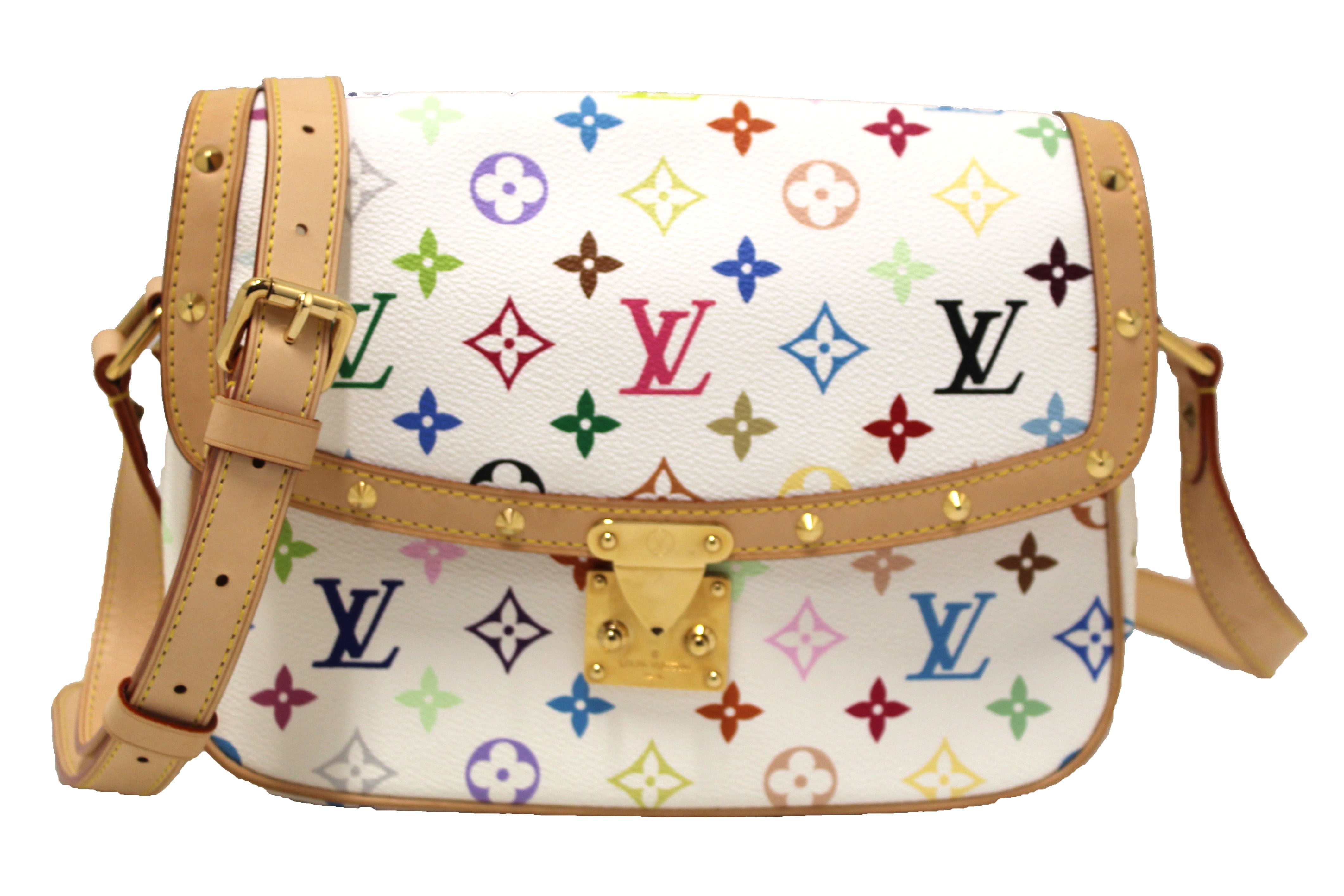 Authentic Louis Vuitton White Monogram Multicolor Canvas Sologne Messenger Bag for Women - Stylish Crossbody Shoulder Bag for Work, Travel & Everyday Use
