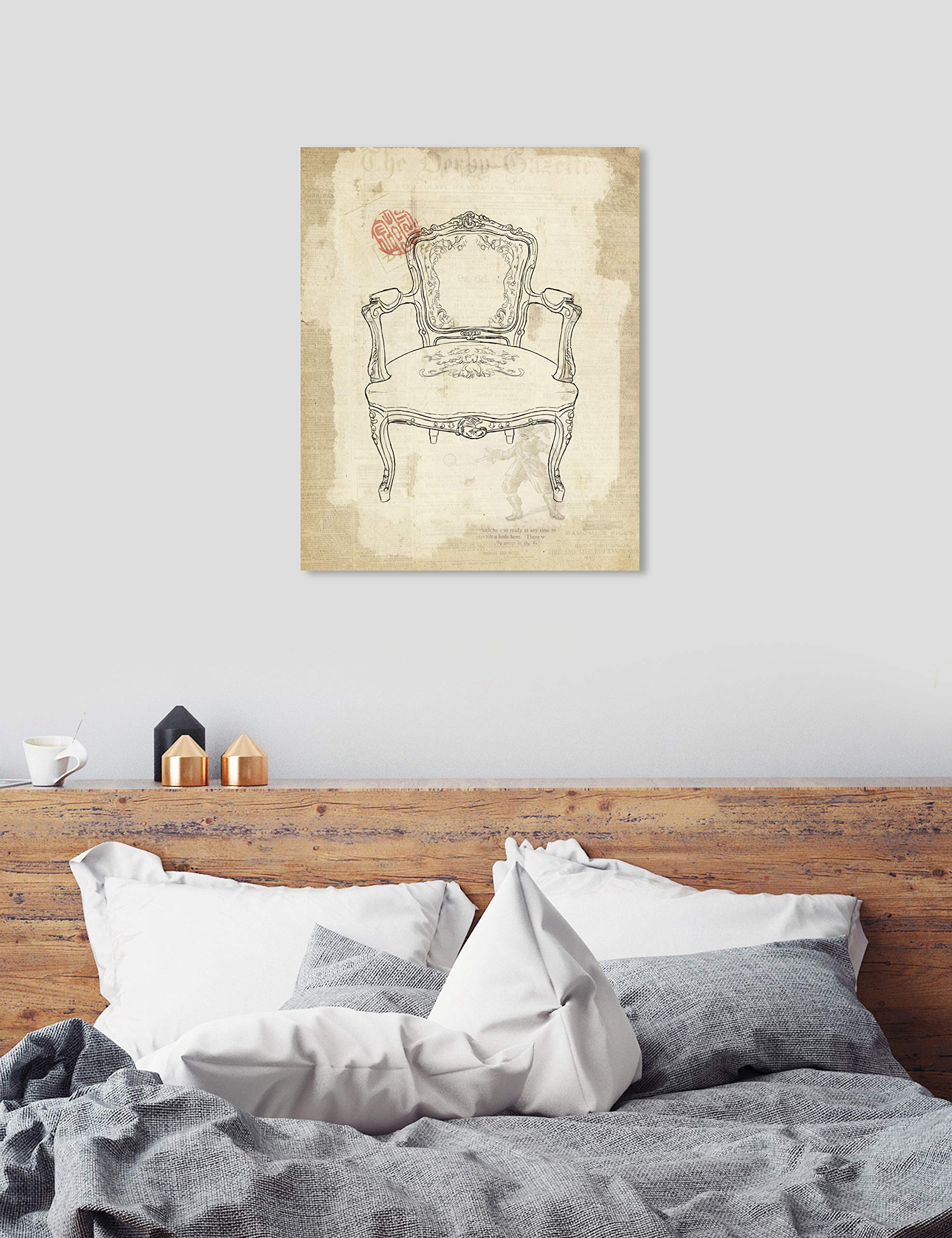 Oliver Gal Artist Co. Victorian Chair II Canvas Wall Art Print - 13x16 Inch White & Black Home Decor - Perfect for Living Room, Bedroom & Office Wall Decoration