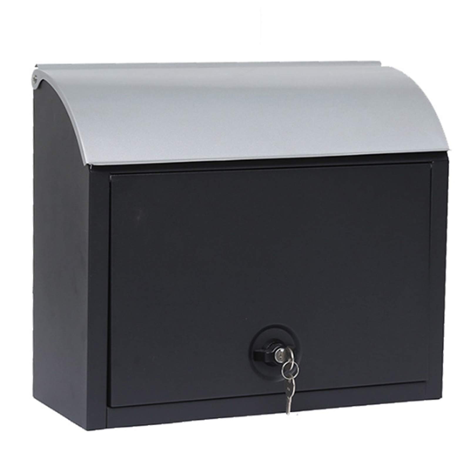 Wall Mounted Outdoor Waterproof Letterbox with Lock & 2 Keys - Secure Clamshell Mailbox for Home, Office & Garden - Black