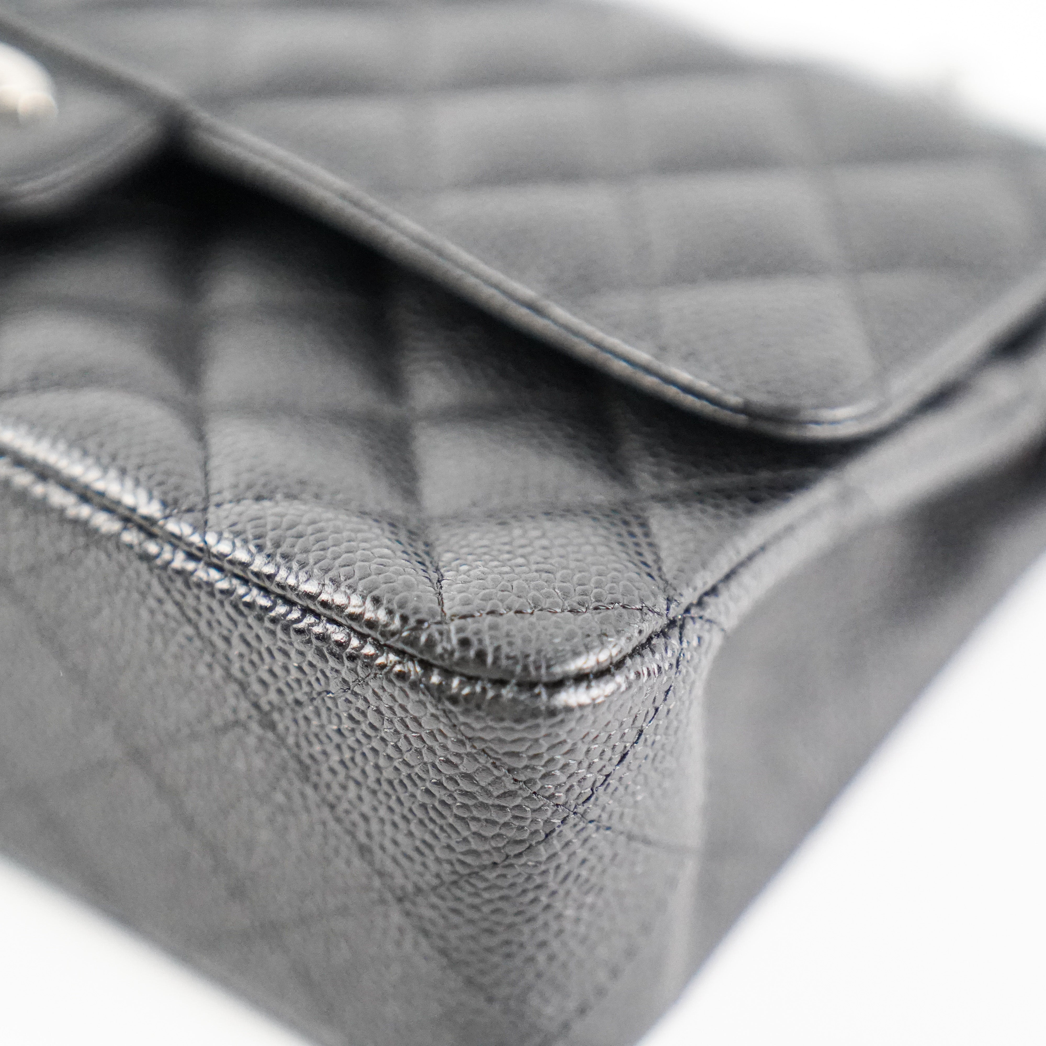 Chanel Medium/Large Double Classic Flap Bag in Black Caviar Leather - Luxury Designer Handbag for Women, Perfect for Work, Evening Events & Special Occasions