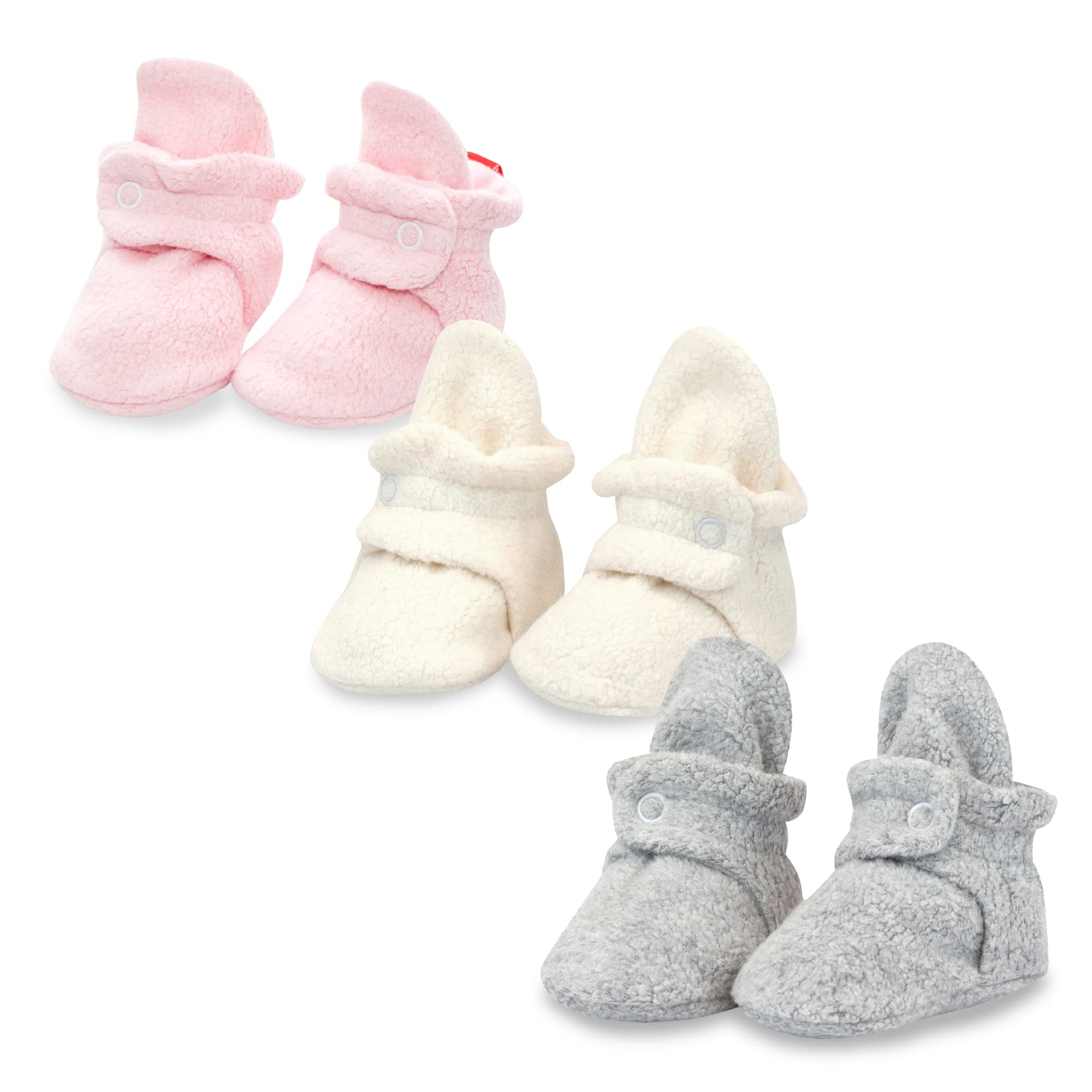 Zutano Unisex Fleece Baby Booties with Organic Cotton Lining - Soft & Warm Newborn Essentials for Winter, Indoor & Outdoor Use