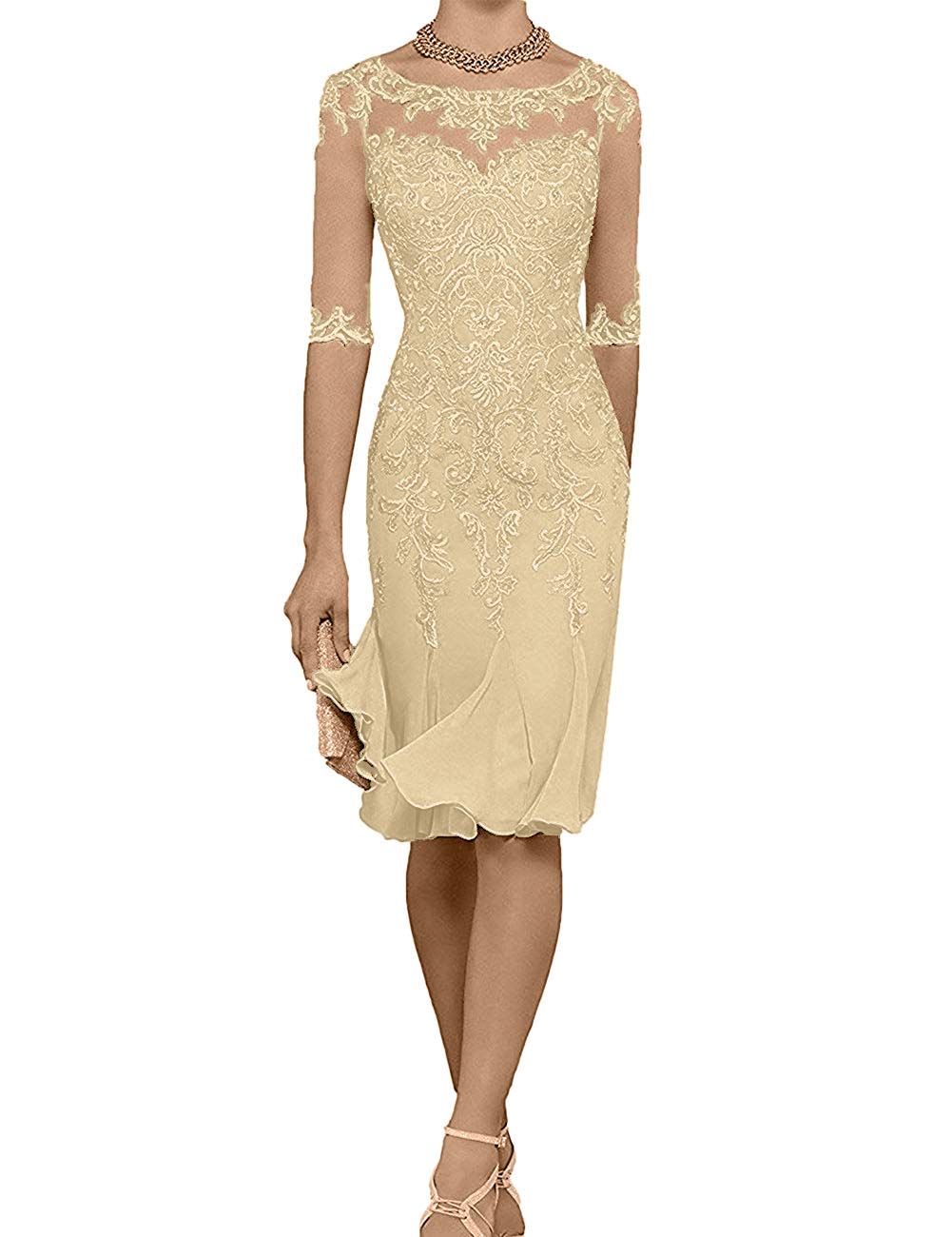 Elegant Tea Length Mother of The Bride Dress - Mermaid Evening Gown with Chiffon Jacket for Weddings, Formal Events & Special Occasions
