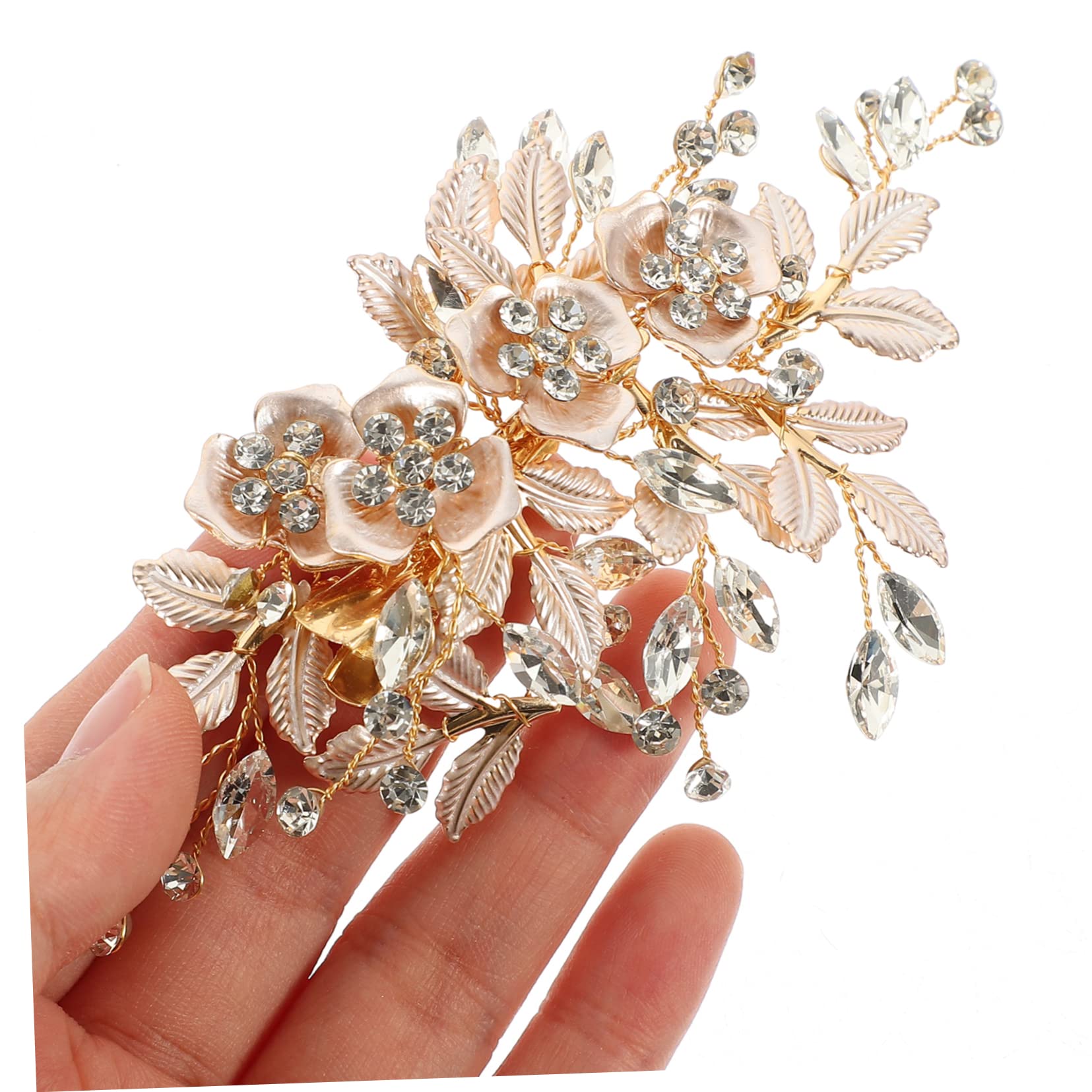 BIUDECO Rhinestone Bridal Hair Pin Set - Leaf Hair Clip & Flower Headpiece for Wedding, Prom, Bridal Shower - Elegant Bride Hair Accessories