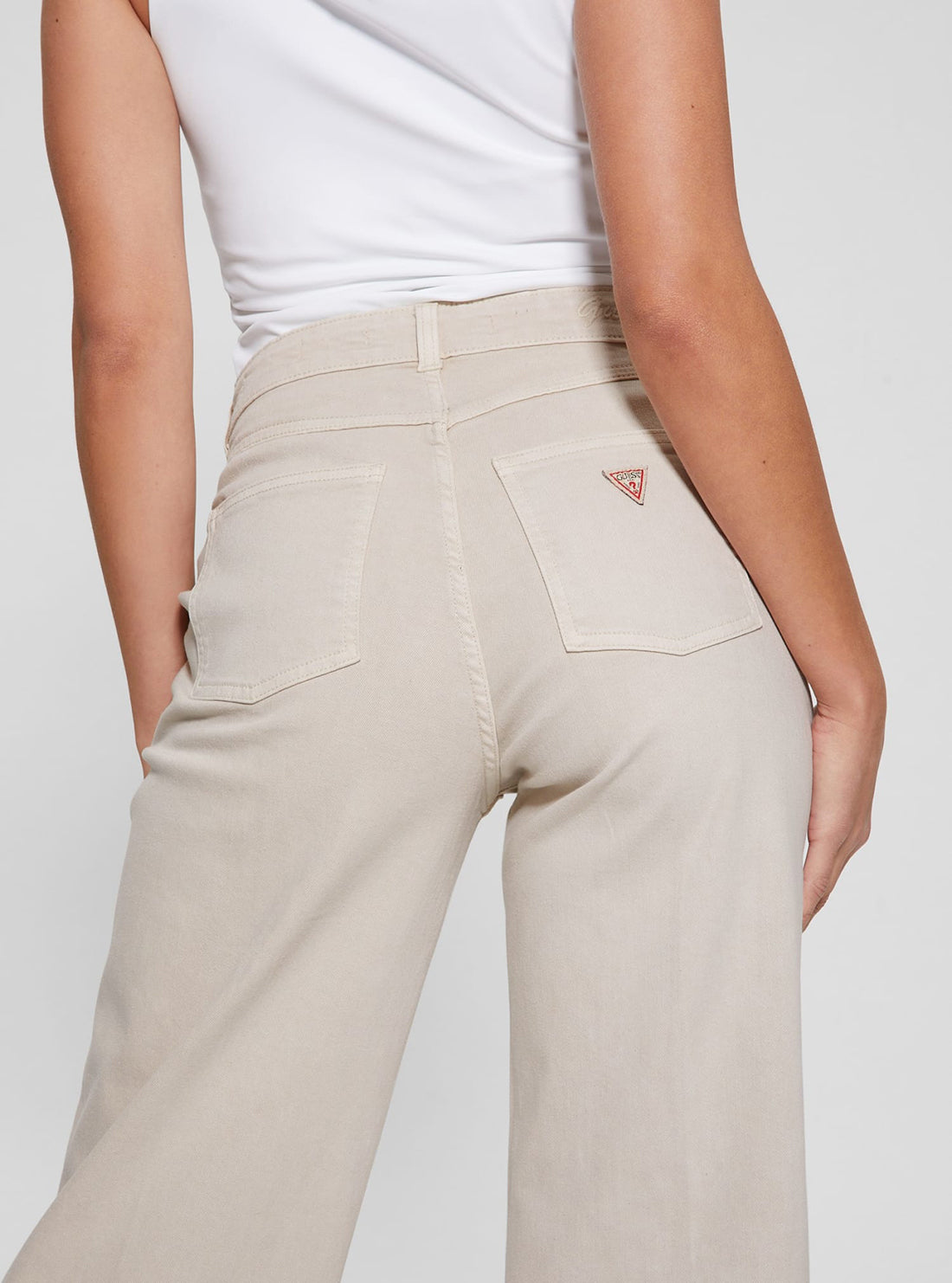 Beige Darma Wide Leg Pants for Women - High Waisted Linen Trousers with Pockets | Comfortable Lounge Pants for Yoga, Office & Casual Wear