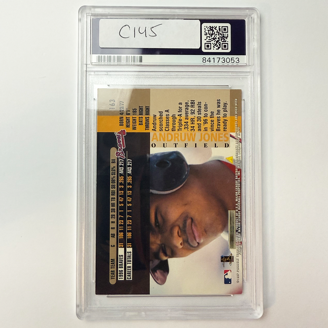 Andruw Jones Autographed 1997 Pinnacle #163 Baseball Card - PSA Certified Authentic - Collectible Memorabilia for Sports Fans and Investors