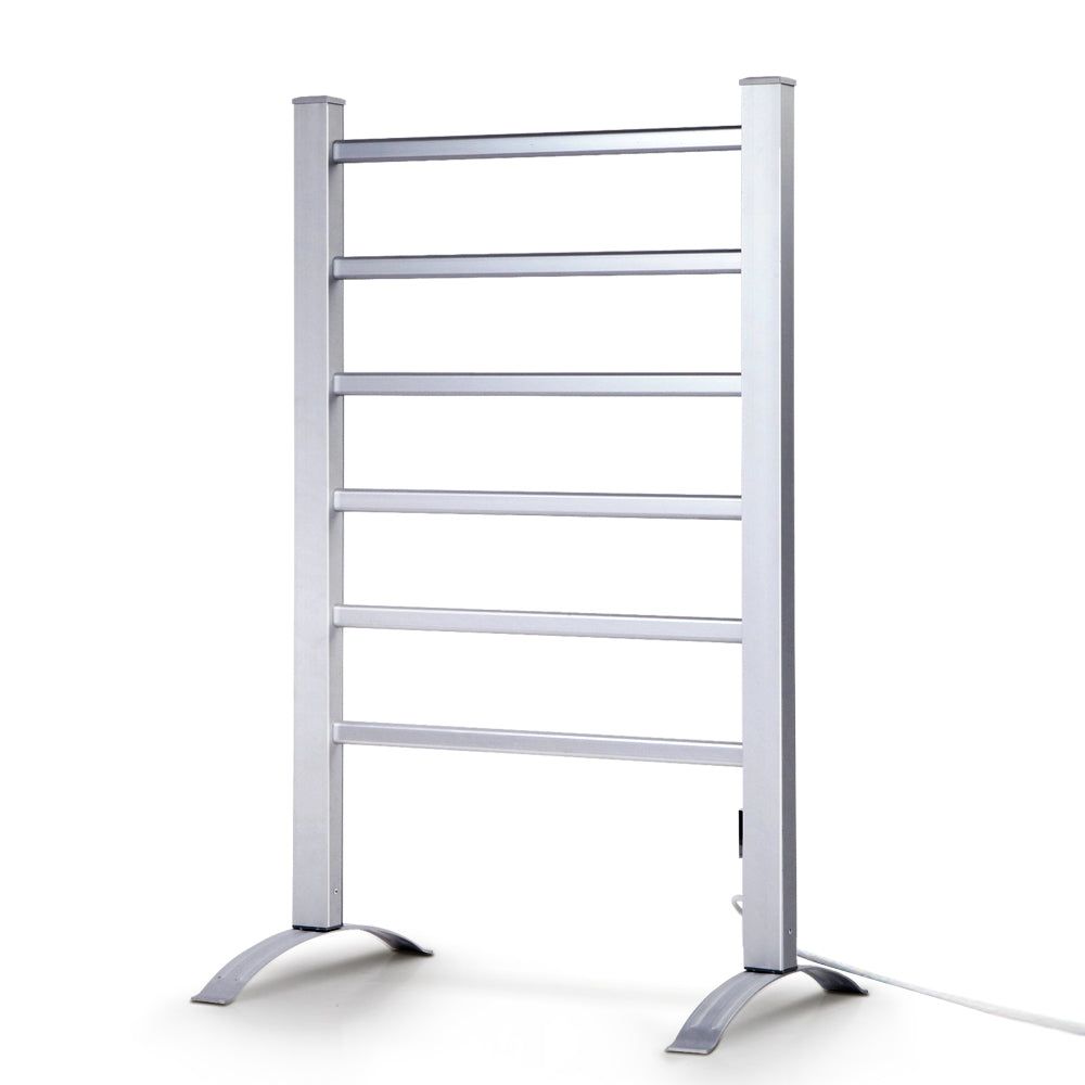 Devanti 6-Bar Aluminum Electric Heated Towel Rail - Fast Warming Bathroom Towel Warmer Rack for Spa, Luxury Hotels & Home Use