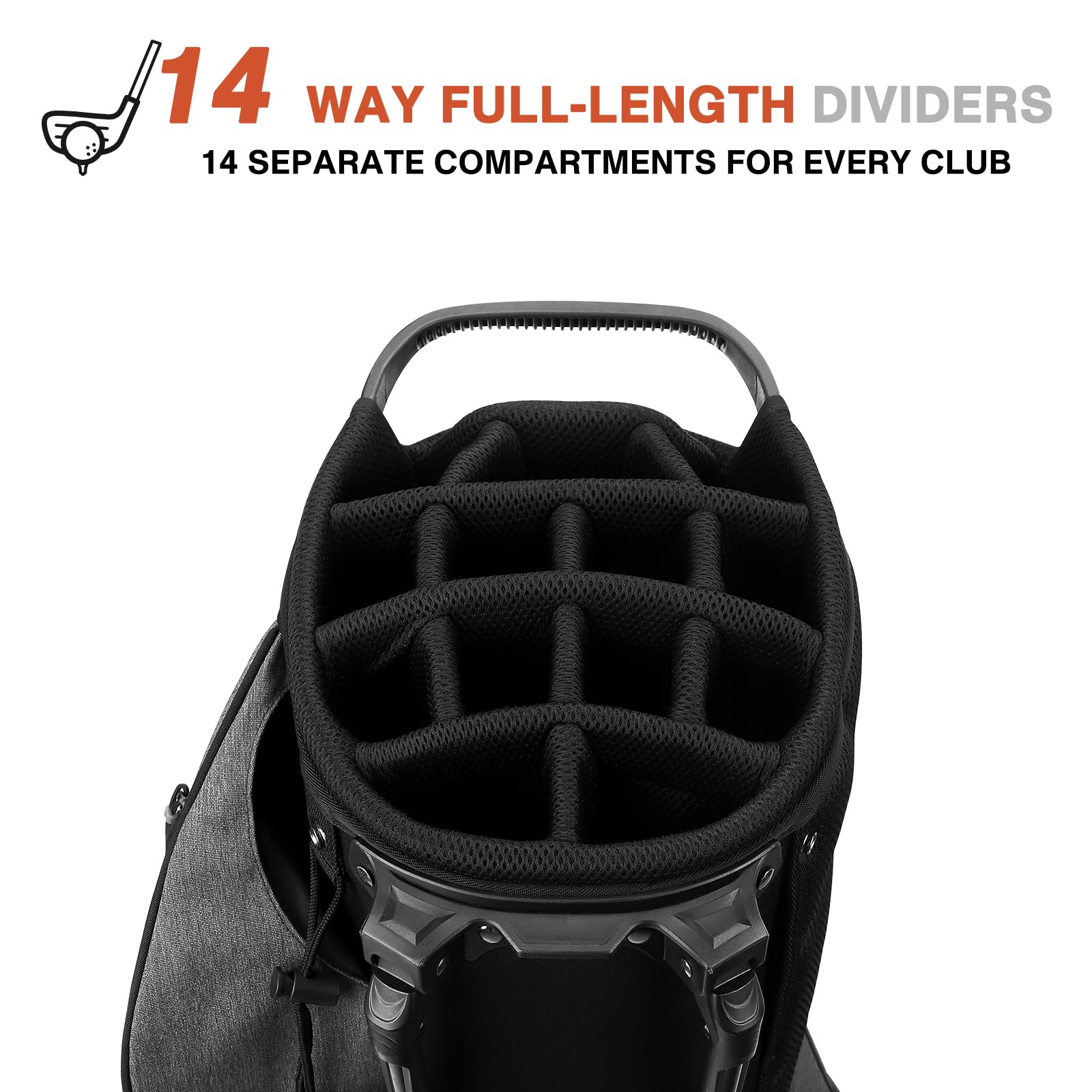 Lightweight 14-Way Golf Stand Bag with Full-Length Dividers, 7 Pockets & Dual Strap - Portable Golf Club Bag for Men & Women with Rain Hood - Perfect for Course Play, Driving Range & Travel