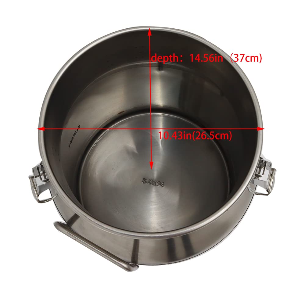 Premium 304 Stainless Steel Milk Can with Silicone Sealed Lid - 5.3 Gallon (20L) - Ideal for Storing Milk, Honey, Juice & Cooking Oil - Perfect for Home, Restaurant & Commercial Kitchen Use