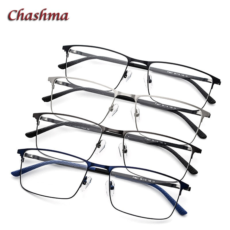 Men's Titanium Alloy Square Full Rim Eyeglasses 9847 - Lightweight & Durable Frame for Work, Reading & Fashion