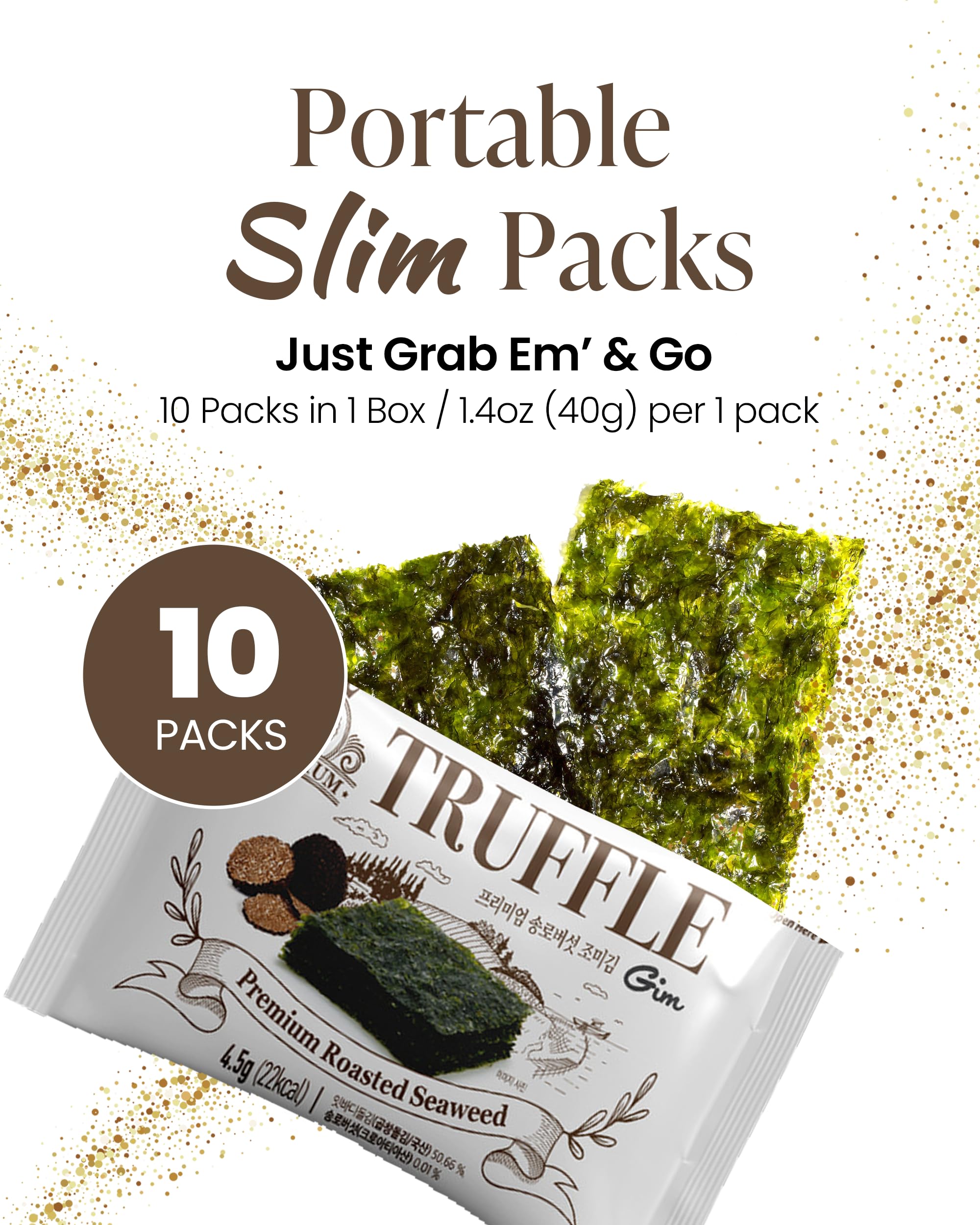 Premium Korean Roasted Seaweed Snacks with Black Truffle - GOTBanchan Organic Nori Sheets (10-Pack) | Low Carb, Gluten-Free | Perfect for Sushi, Gimbap, Musubi & Healthy Snacking