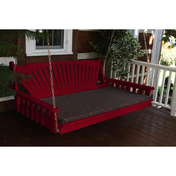 Yellow Pine Swing Bed with Fanback - Outdoor Hanging Bed for Porch, Patio, or Garden Relaxation