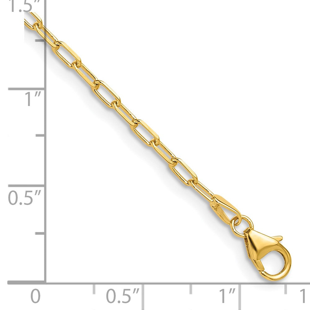 14K Solid Gold Beveled Paperclip Chain Bracelet - 2.2mm Width, 7 Inches Length (Model 7329) | Elegant Jewelry for Women, Perfect for Everyday Wear, Gifts & Special Occasions