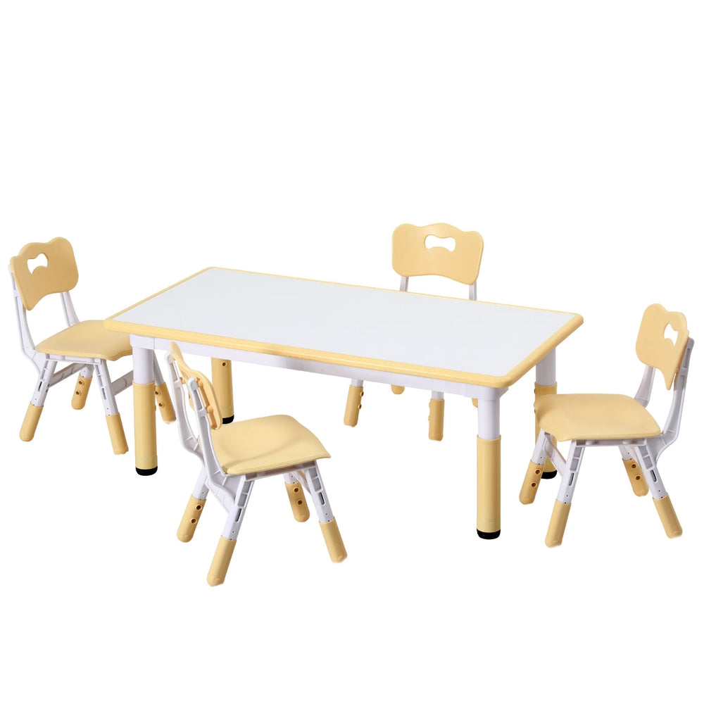 Keezi Kids Table and 4 Chairs Set - Graffiti Design Children's Furniture for Playroom, Classroom & Home - Durable & Safe Toddler Activity Table with Chairs for Arts, Crafts & Learning