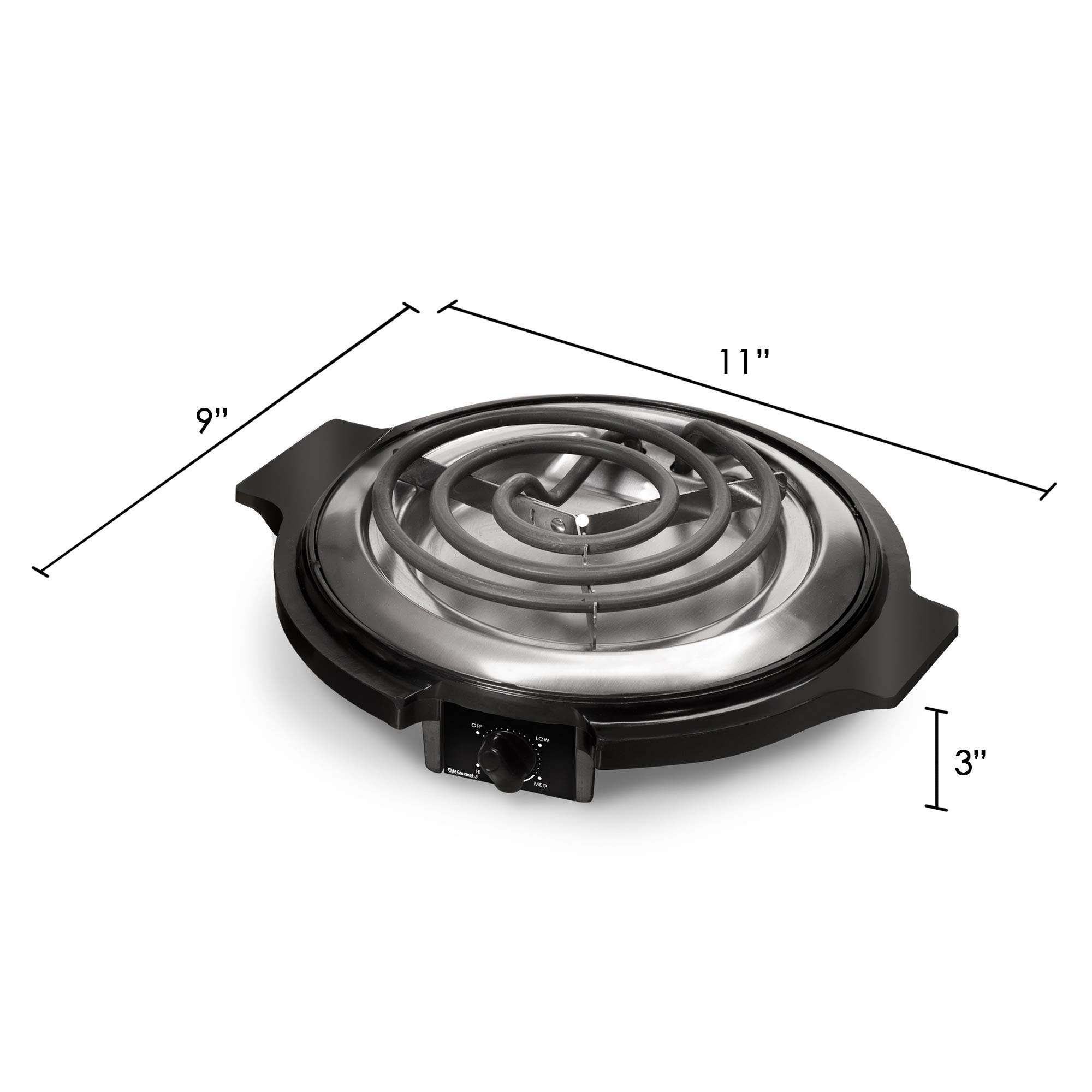 Elite Gourmet ESB-300X 1000W Electric Hot Plate with Temperature Control - Portable Single Burner for Cooking, Boiling & Simmering - Perfect for Dorms, Offices & Small Kitchens - Easy Clean Black Countertop Coil Heater