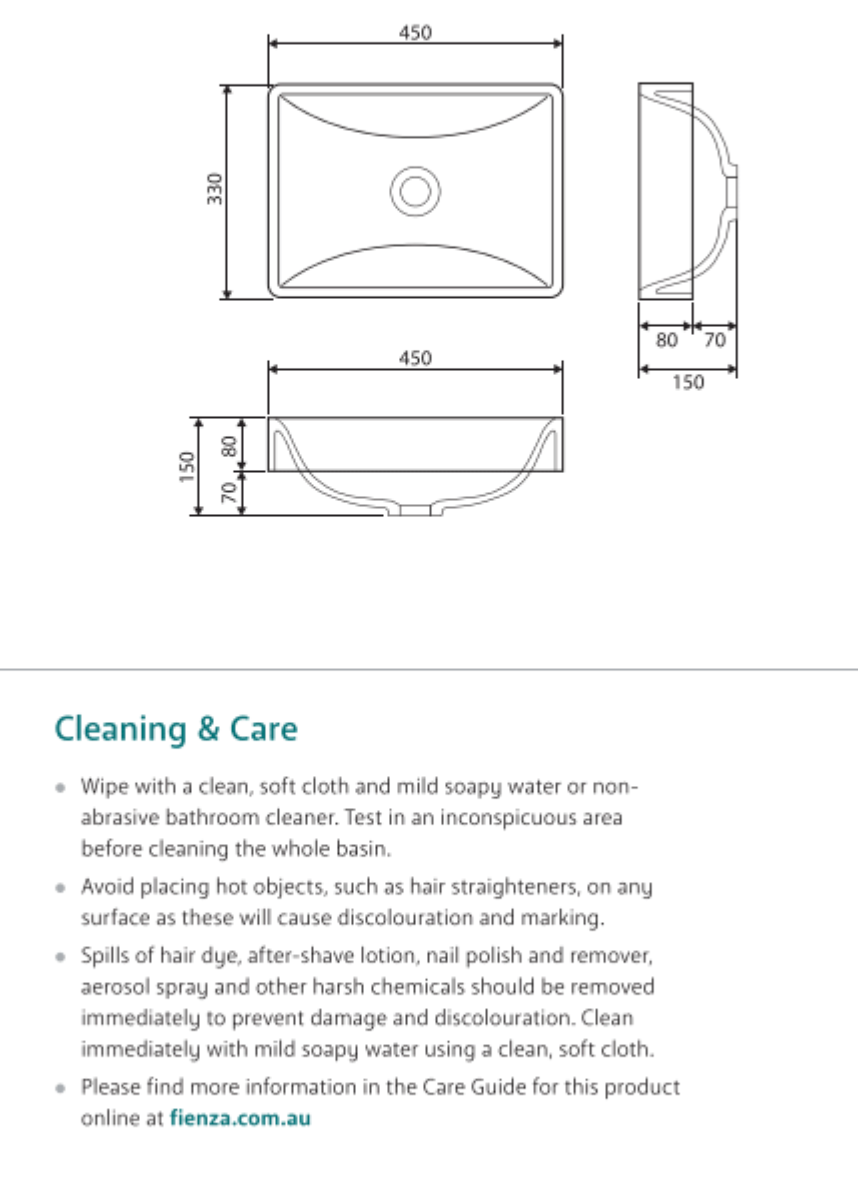 Fienza CSB05 Kados Semi Inset Cast Stone Bathroom Sink, White - Perfect for Modern Farmhouse, Rustic, or Contemporary Bathroom Vanities