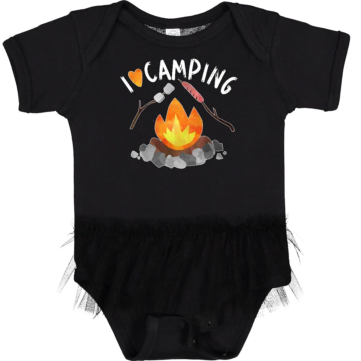 Inktastic I Love Camping Baby Bodysuit - Cute Campfire, Hot Dog & Marshmallows Design - Perfect for Outdoor Adventures, Camping Trips & Family Photos