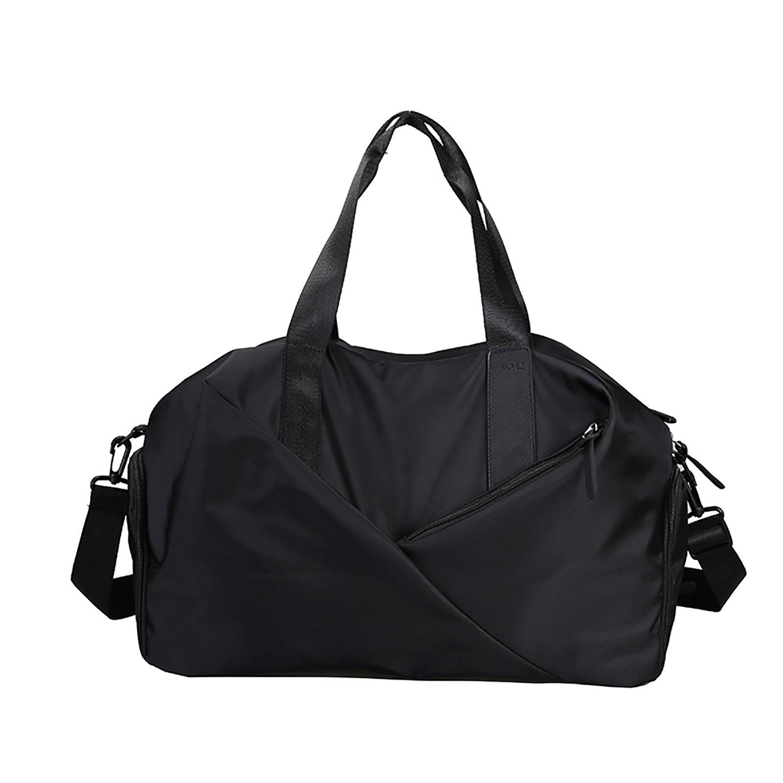WINTMING Gym Duffle Bag for Women & Men - Waterproof Nylon Weekender Travel Bag with Shoe Compartment & Wet/Dry Separation - Perfect for Workouts, Travel & Sports (Black)