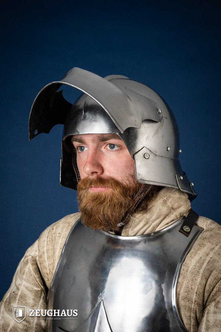 15th Century German Sallet Helmet - 1.6mm Polished Steel Medieval Armor for LARP, Cosplay & Historical Reenactment